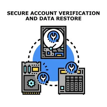 Secure account data verification and restore process Stock Illustration