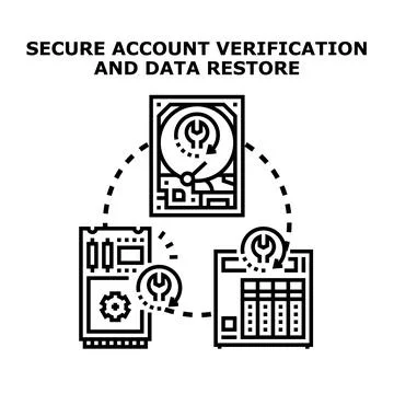 Secure account data verification and restore process Stock Illustration