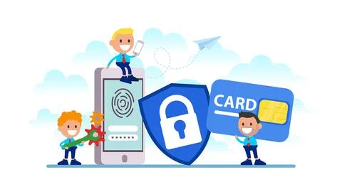 Secure account login flat vector illustration. Data protection concept. Stock Illustration