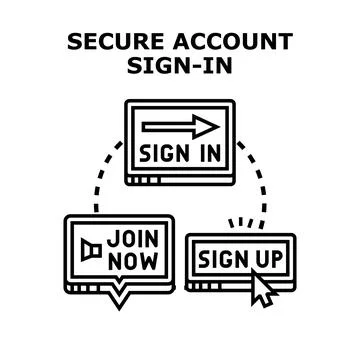 Secure account sign in process registration online Stockillustratie