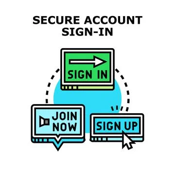 Secure account sign in process registration online Stock Illustration