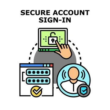 Secure account sign in process for user data protection Stock Illustration