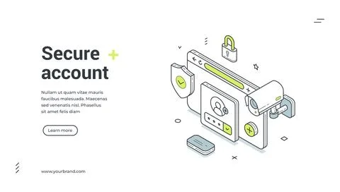 Secure account user information identification web banner design template i.. Stock Illustration
