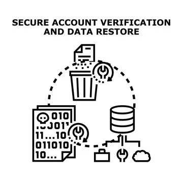 Secure account verification and data recovery process Stock Illustration