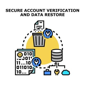 Secure account verification and data recovery process Stock Illustration