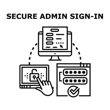 Secure admin sign in accessing system administration panel Stock Illustration