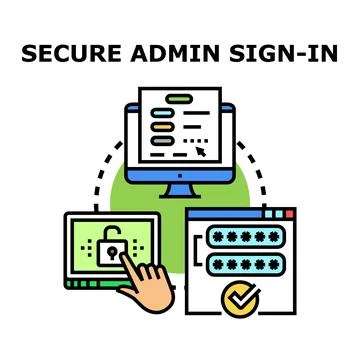 Secure admin sign in accessing system administration panel Stockillustratie