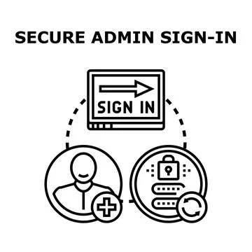 Secure admin sign in page creating user account process Stock Illustration