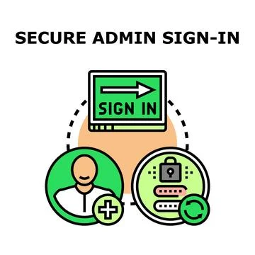 Secure admin sign in page creating user account process Stock Illustration