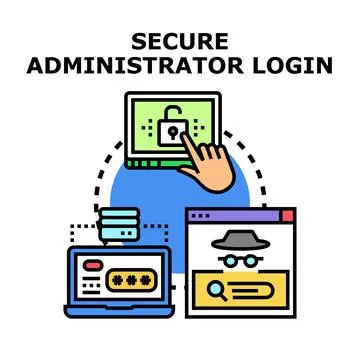 Secure administrator login accessing digital account protection Illustrazione stock