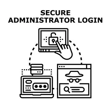 Secure administrator login accessing digital account protection Illustrazione stock