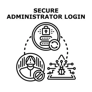 Secure administrator login preventing cyber threat access 库存插图