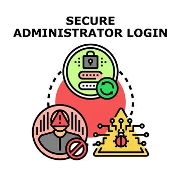 Secure administrator login preventing cyber threat access 库存插图