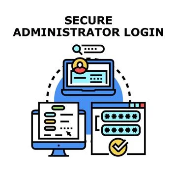 Secure administrator login verifying network access credentials Stock Illustration
