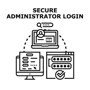 Secure administrator login verifying network access credentials Stock Illustration