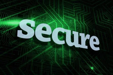 Secure against green and black circuit board Ilustração Stock