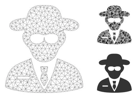 Secure Agent Vector Mesh Network Model and Triangle Mosaic Icon Illustrazione stock