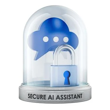 Secure AI assistant under protective glass dome. Data privacy, cybersecurit.. Stock Illustration