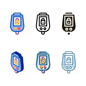 Secure alarm padlock icon designs vector outline 스톡 일러스트