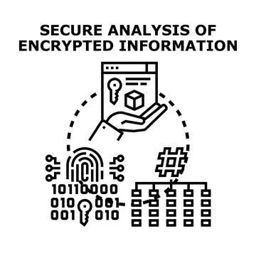 Secure analysis of encrypted information cyber security concept Stockillustratie