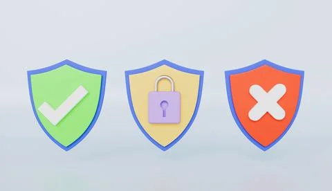 Secure and protect icons, internet and data protection, security shields Stock Illustration