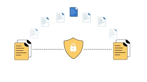 Secure and protected file sharing concept 4k animation, infographics Stock Footage 313344784