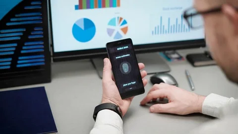 Secure and quick access to your account with fingerprint scanning. The Video stock 82354506