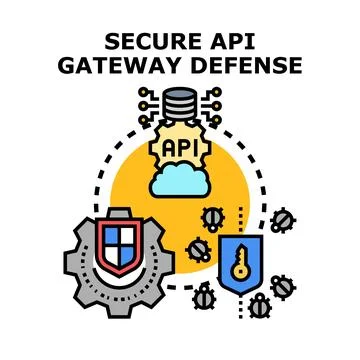 Secure api gateway defense protecting digital cybersecurity Stockillustratie