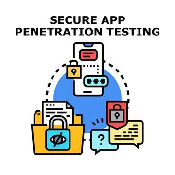Secure application penetration testing concept vector illustrating cybersec.. Illustrazione stock