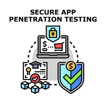 Secure application penetration testing concept using security services Stock Illustration