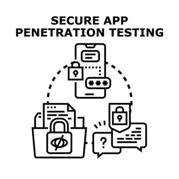 Secure application penetration testing concept vector illustrating a mobile d Stock Illustration