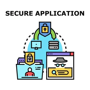 Secure application protecting data online confidential information Stock Illustration
