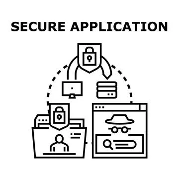 Secure application protecting data online confidential information Stock Illustration