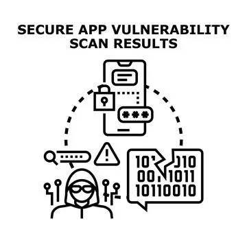 Secure application vulnerability scanning revealing cyber threats Stock Illustration