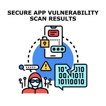 Secure application vulnerability scanning revealing cyber threats Stock Illustration