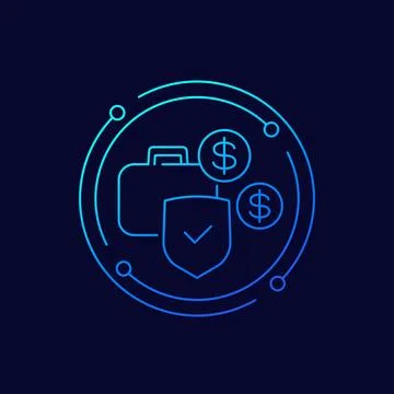 Secure asset icon, linear design Stock Illustration