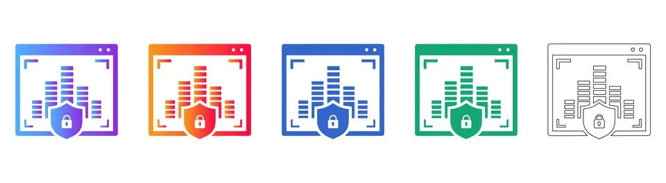 Secure Audio Visualizer Icons Stock Illustration
