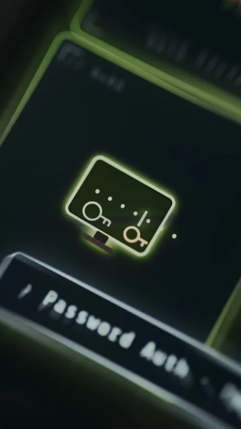 Secure authentication interface labeled AUTH PORTAL with dual keys Stock Footage 335467064