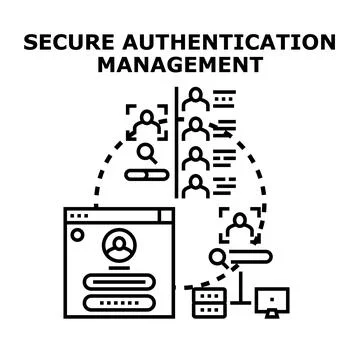 Secure authentication management protecting user access system Stock Illustration
