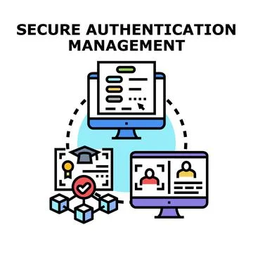 Secure authentication management system concept Stock Illustration