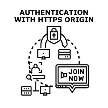 Secure authentication protocol using https origin 스톡 일러스트