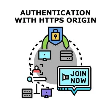 Secure authentication protocol using https origin Stock Illustration