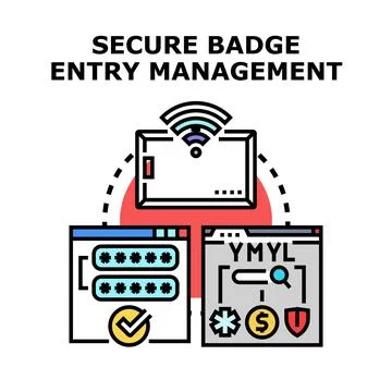 Secure badge entry management system concept Stock Illustration