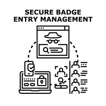 Secure badge entry management system access control Stock Illustration