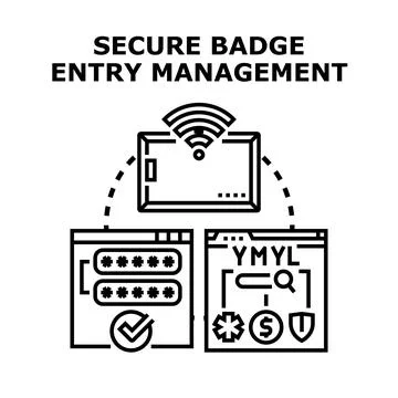 Secure badge entry management system concept Illustrazione stock