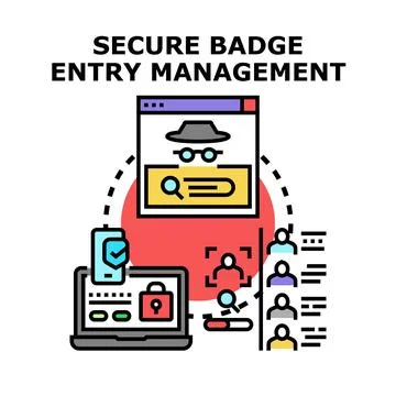 Secure badge entry management system access control Stock Illustration