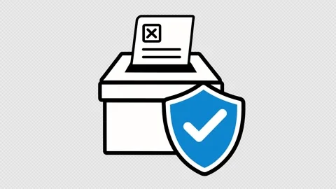 Secure Ballot Drop Animation - Ballot Box with Shield Icon Vídeo Stock 329622276