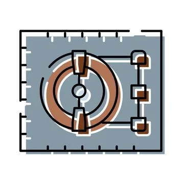 Secure bank vault door locking mechanism icon Ilustración de archivo