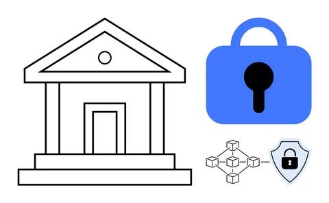 Secure Banking with Blockchain and Data Protection Stock Illustration