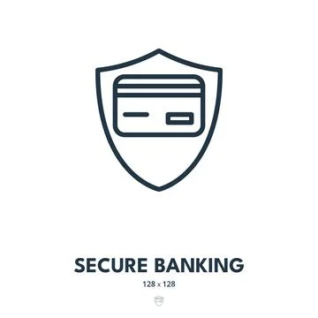 Secure Banking Icon. Security, Money, Finance. Editable Stroke Stock Illustration